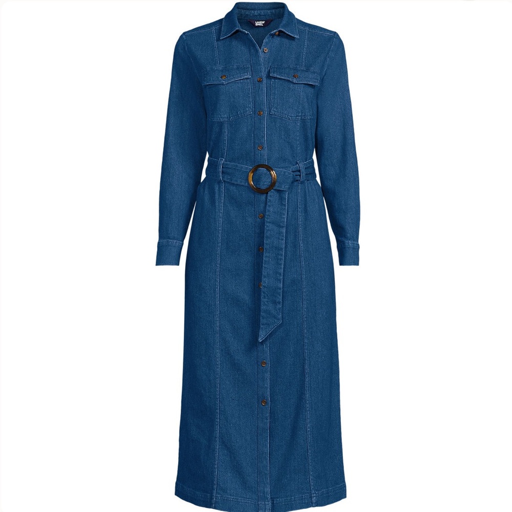 Lands' End Blue Midi Dress